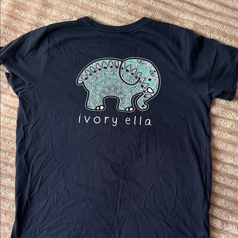 Ivory Ella Tee with Teal Elephant Design